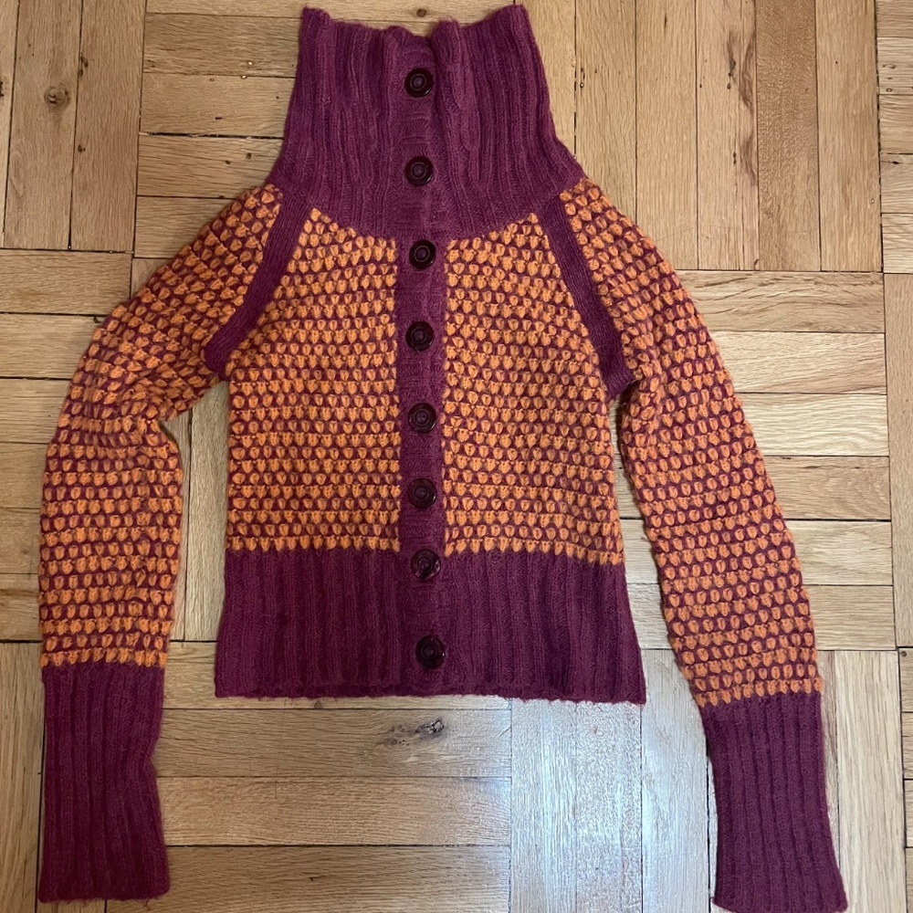 Orange & purple knit sweater